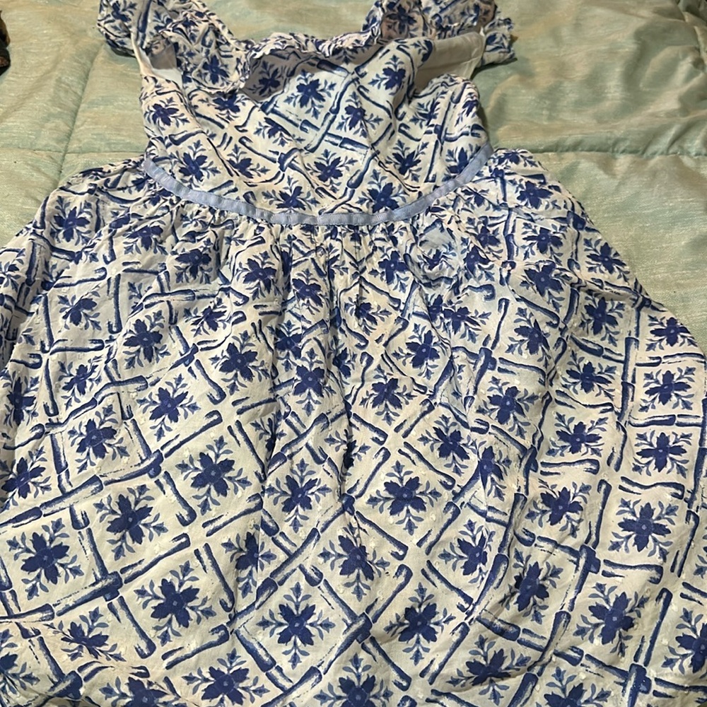 Pippa and Julie blue & white dress